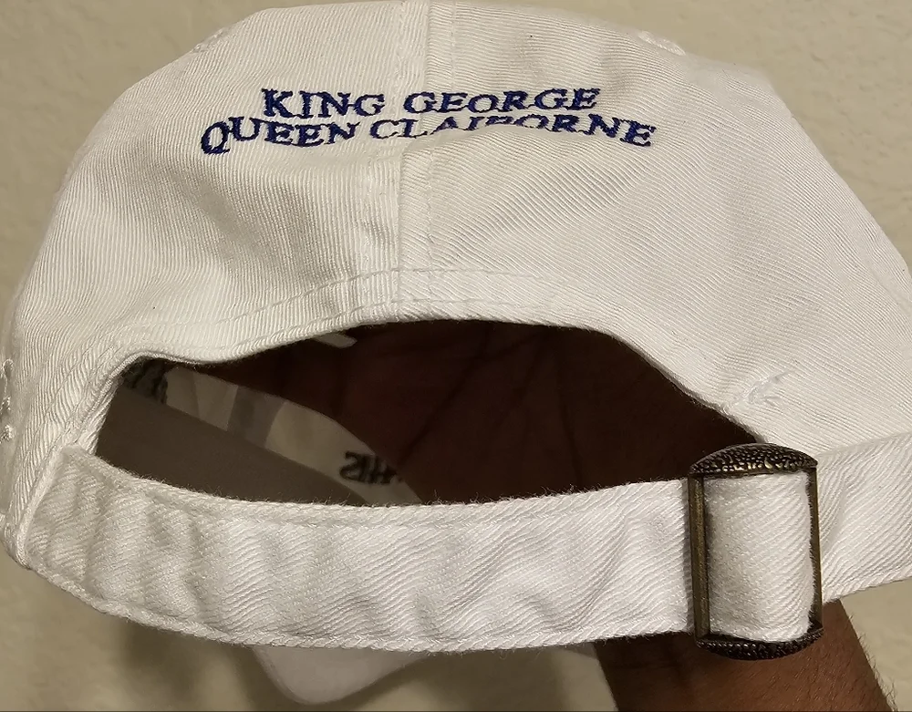 DC White Baseball Cap with Gold Crown Embroidery